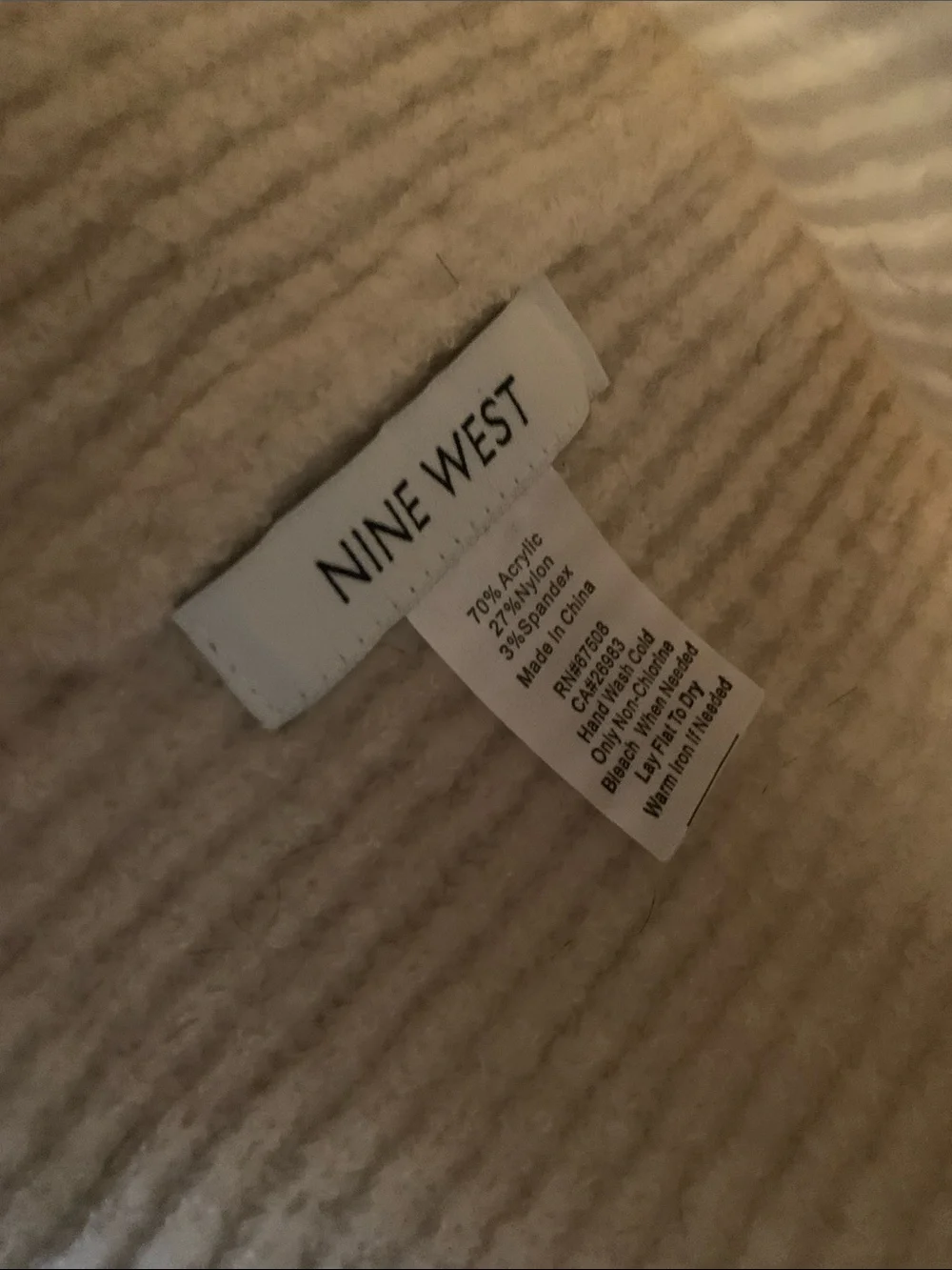🆕- Nine West Ribbed Knit Beanie - Beige